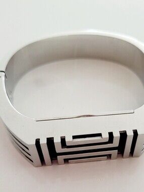 Tory Burch Fitbit Metal Hinged Bracelet Band Silver Tone 2.5" S/M